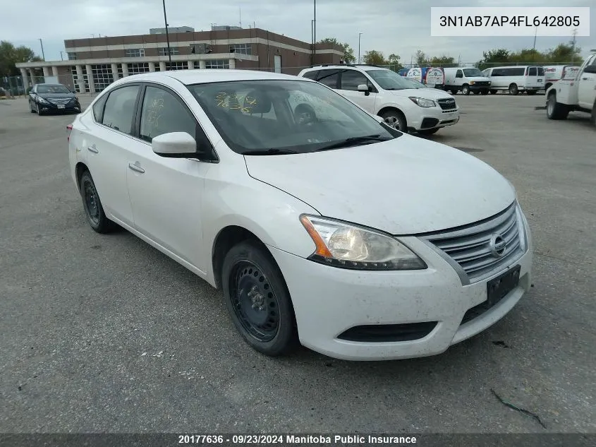 2015 Nissan Sentra 1.8 S VIN: 3N1AB7AP4FL642805 Lot: 20177636