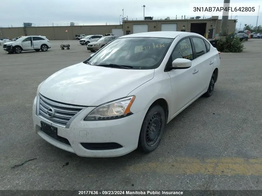 2015 Nissan Sentra 1.8 S VIN: 3N1AB7AP4FL642805 Lot: 20177636