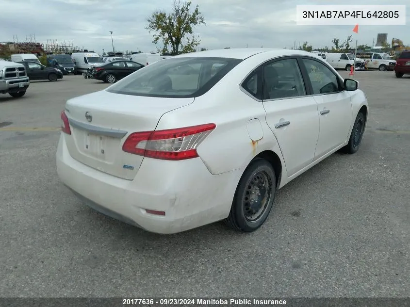 2015 Nissan Sentra 1.8 S VIN: 3N1AB7AP4FL642805 Lot: 20177636