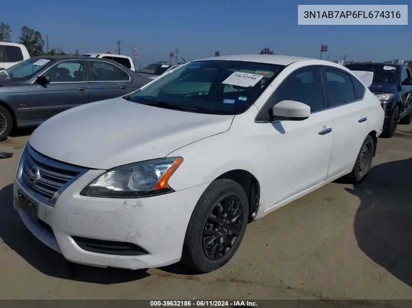 2015 Nissan Sentra Sv VIN: 3N1AB7AP6FL674316 Lot: 39632186