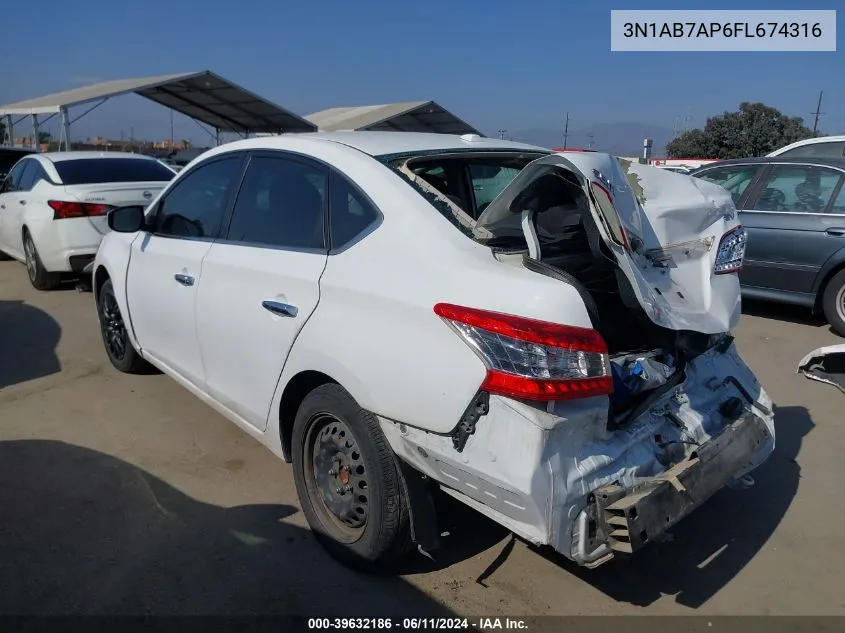 2015 Nissan Sentra Sv VIN: 3N1AB7AP6FL674316 Lot: 39632186