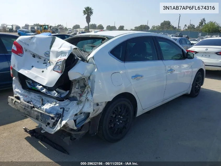 2015 Nissan Sentra Sv VIN: 3N1AB7AP6FL674316 Lot: 39632186