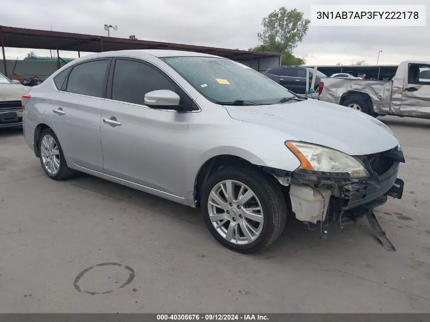 2015 Nissan Sentra S/Sv/Sr/Sl VIN: 3N1AB7AP3FY222178 Lot: 40305676