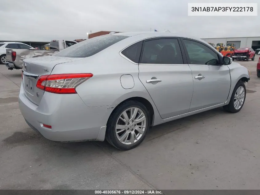 2015 Nissan Sentra S/Sv/Sr/Sl VIN: 3N1AB7AP3FY222178 Lot: 40305676