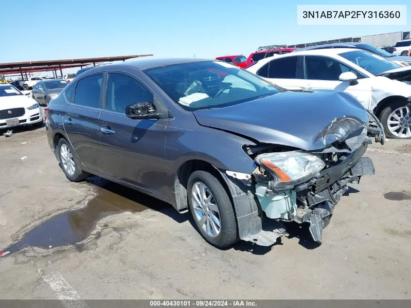 3N1AB7AP2FY316360 2015 Nissan Sentra Sv