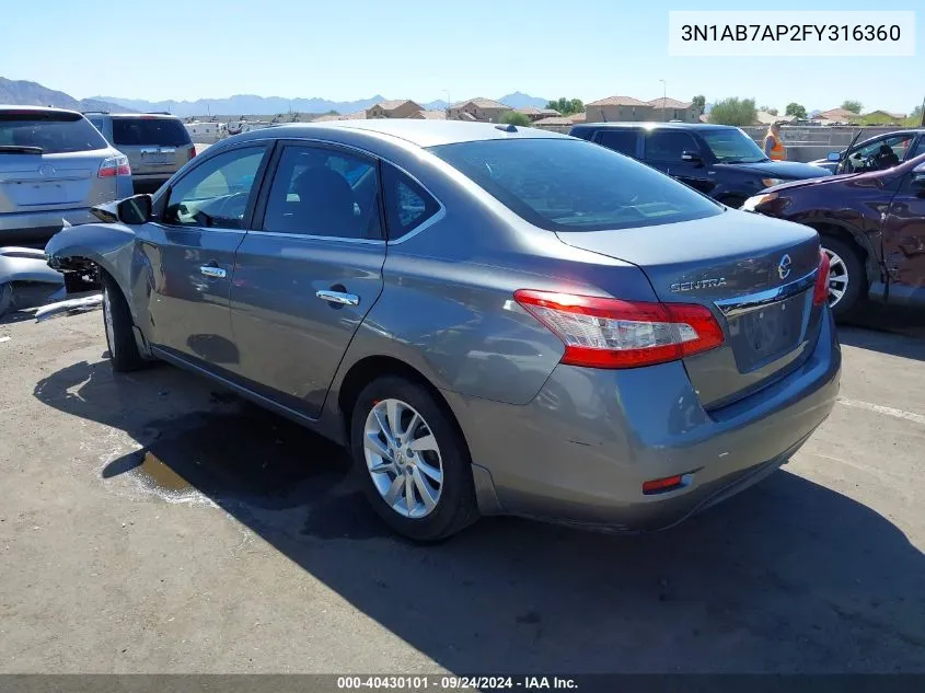 3N1AB7AP2FY316360 2015 Nissan Sentra Sv