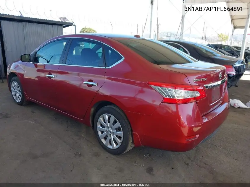 3N1AB7AP1FL664891 2015 Nissan Sentra Sv
