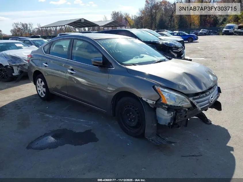 3N1AB7AP3FY303715 2015 Nissan Sentra Sv