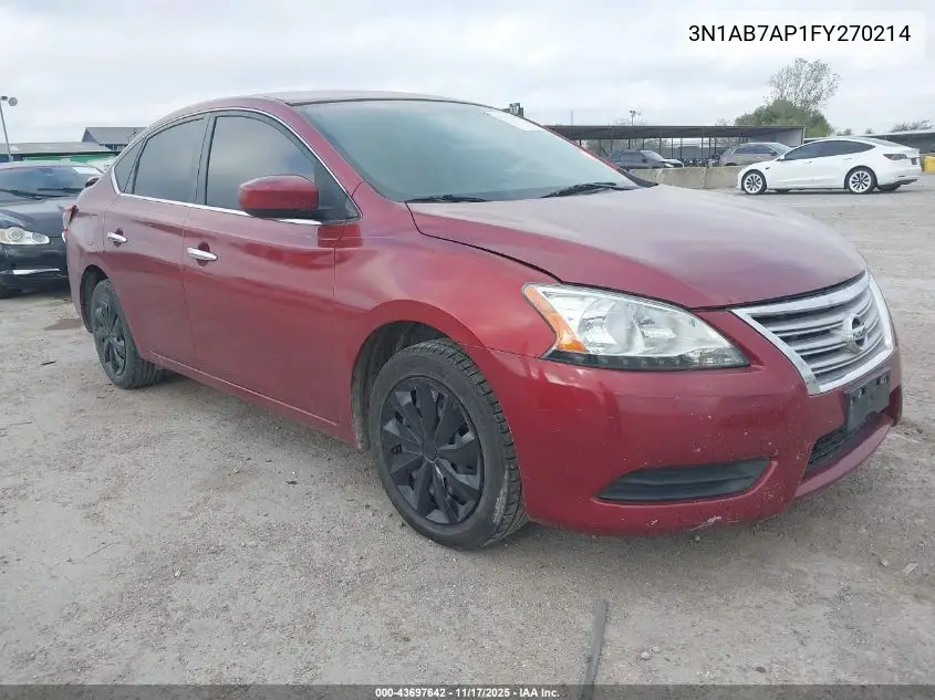 3N1AB7AP1FY270214 2015 Nissan Sentra Fe+ S/S/Sl/Sr/Sv