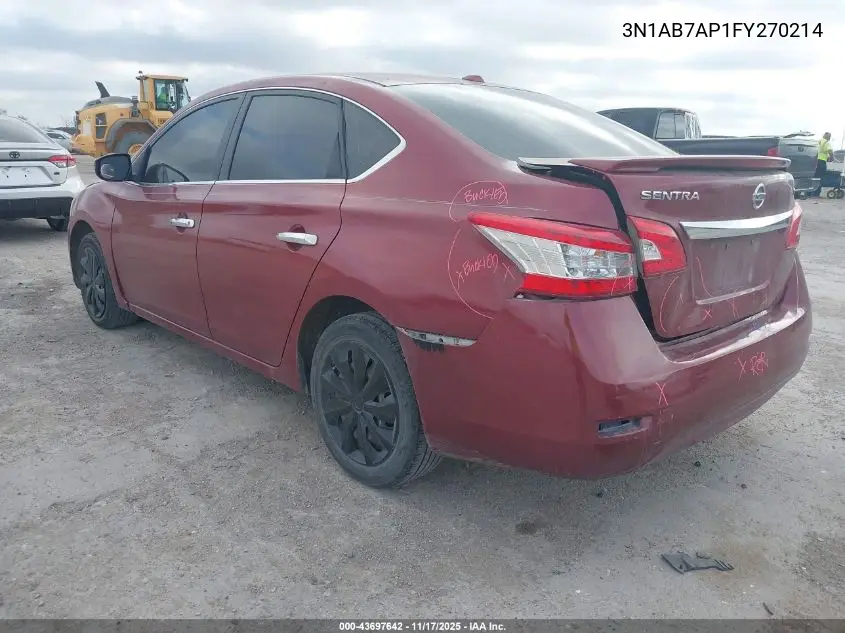 3N1AB7AP1FY270214 2015 Nissan Sentra Fe+ S/S/Sl/Sr/Sv