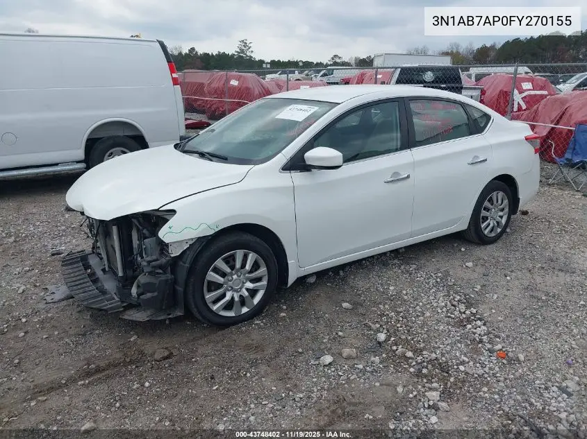 3N1AB7AP0FY270155 2015 Nissan Sentra Sv