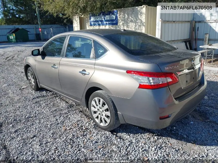 3N1AB7AP6FL670508 2015 Nissan Sentra Sv