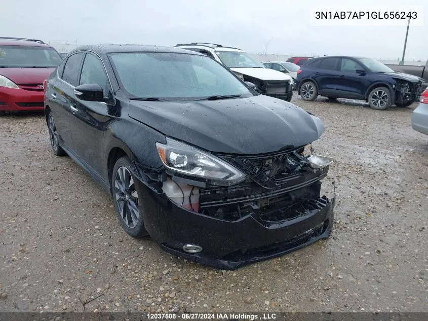 2016 Nissan Sentra Sr VIN: 3N1AB7AP1GL656243 Lot: 12037508