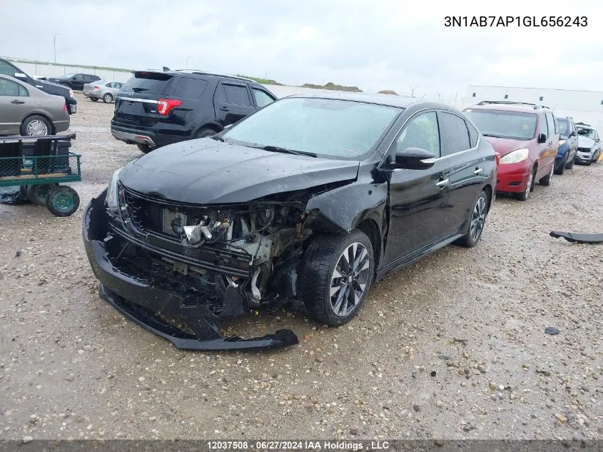 2016 Nissan Sentra Sr VIN: 3N1AB7AP1GL656243 Lot: 12037508