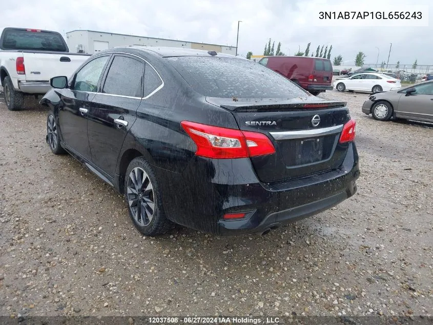 2016 Nissan Sentra Sr VIN: 3N1AB7AP1GL656243 Lot: 12037508