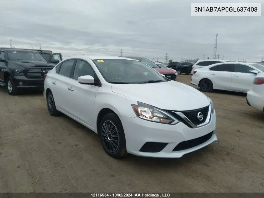 3N1AB7AP0GL637408 2016 Nissan Sentra S/Sv/Sr/Sl