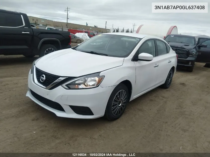 3N1AB7AP0GL637408 2016 Nissan Sentra S/Sv/Sr/Sl