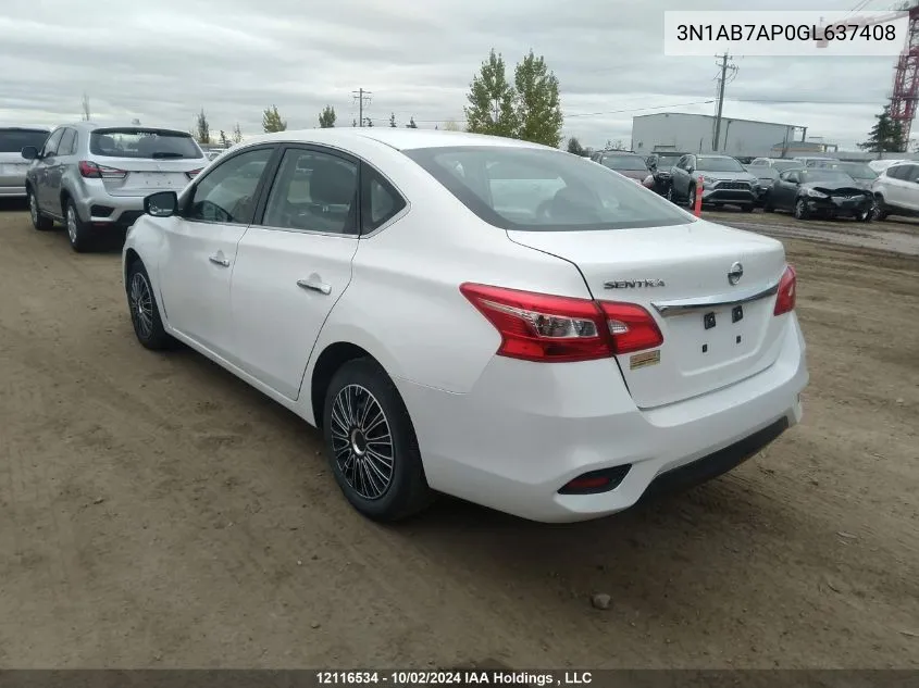 3N1AB7AP0GL637408 2016 Nissan Sentra S/Sv/Sr/Sl