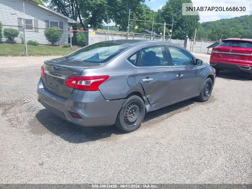 2016 Nissan Sentra Fe+ S/S/Sl/Sr/Sv VIN: 3N1AB7AP2GL668630 Lot: 39633435