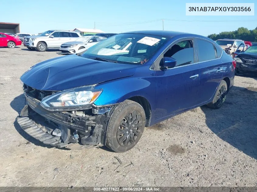 2016 Nissan Sentra S/Sv/Sr/Sl VIN: 3N1AB7APXGY303566 Lot: 40277622