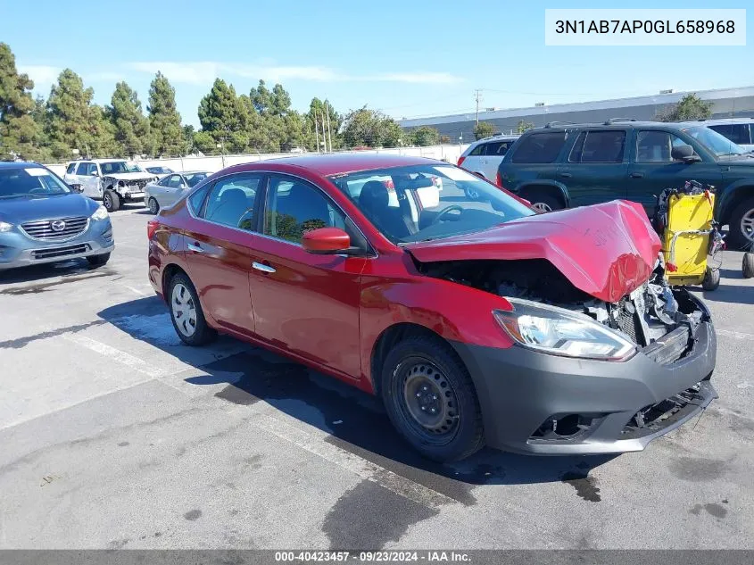 2016 Nissan Sentra Fe+ S/S/Sl/Sr/Sv VIN: 3N1AB7AP0GL658968 Lot: 40423457