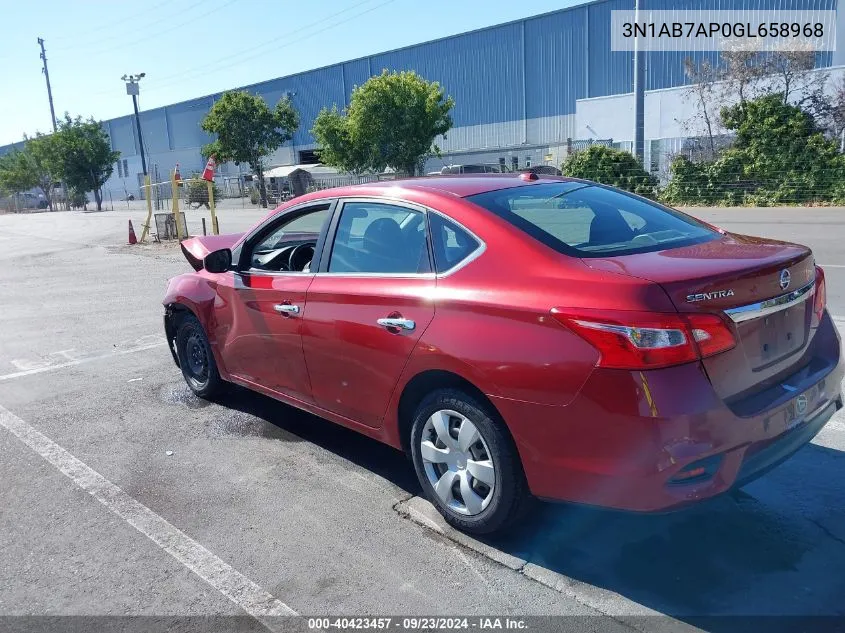 2016 Nissan Sentra Fe+ S/S/Sl/Sr/Sv VIN: 3N1AB7AP0GL658968 Lot: 40423457