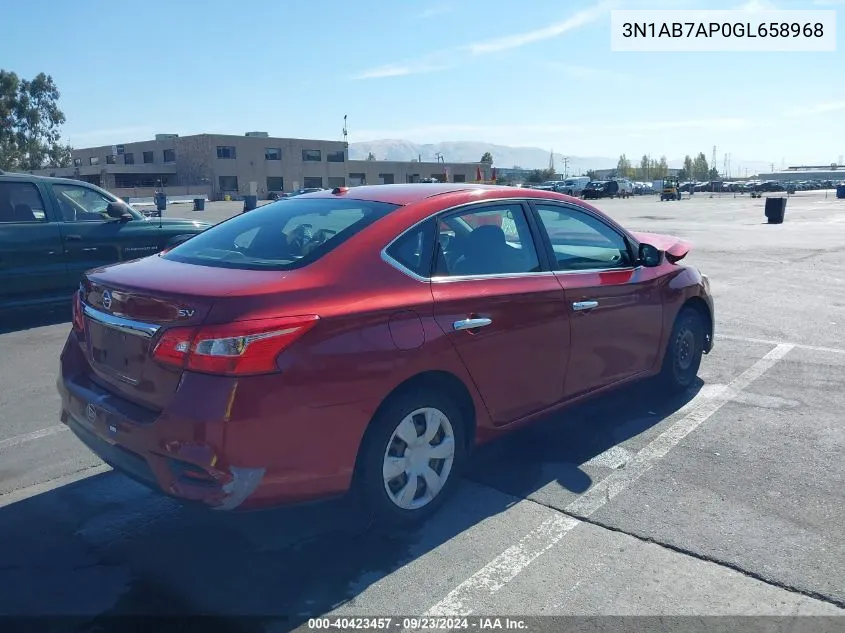 2016 Nissan Sentra Fe+ S/S/Sl/Sr/Sv VIN: 3N1AB7AP0GL658968 Lot: 40423457