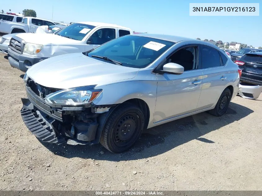 2016 Nissan Sentra Fe+ S/S/Sl/Sr/Sv VIN: 3N1AB7AP1GY216123 Lot: 40424771