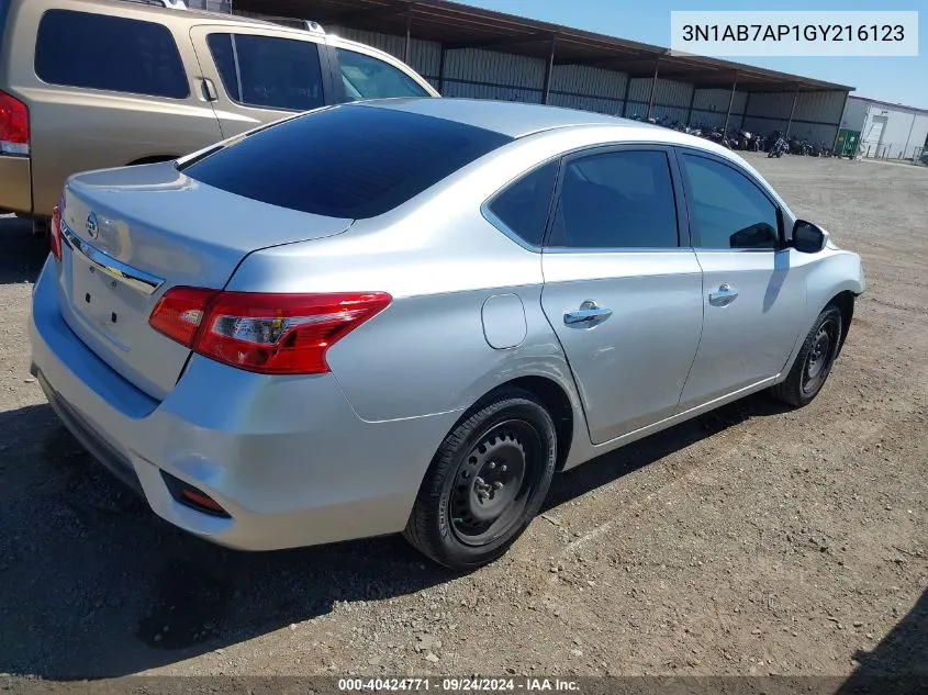 2016 Nissan Sentra Fe+ S/S/Sl/Sr/Sv VIN: 3N1AB7AP1GY216123 Lot: 40424771