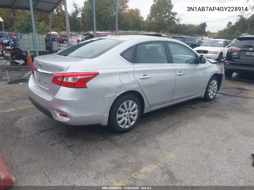 3N1AB7AP4GY228914 2016 Nissan Sentra Sv