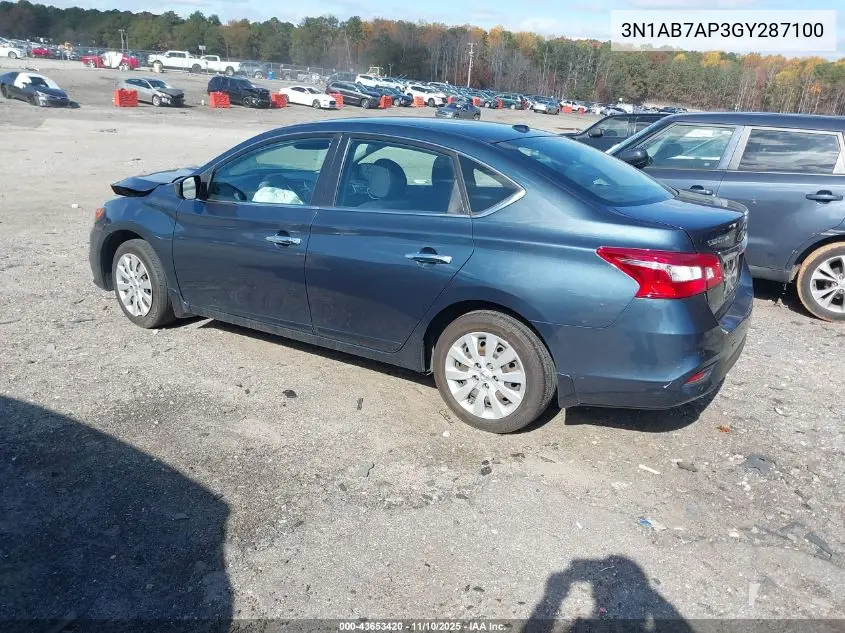 3N1AB7AP3GY287100 2016 Nissan Sentra Sv