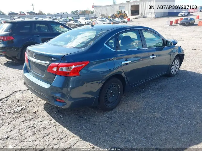 3N1AB7AP3GY287100 2016 Nissan Sentra Sv