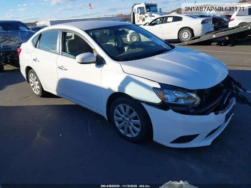 3N1AB7AP6GL681171 2016 Nissan Sentra S