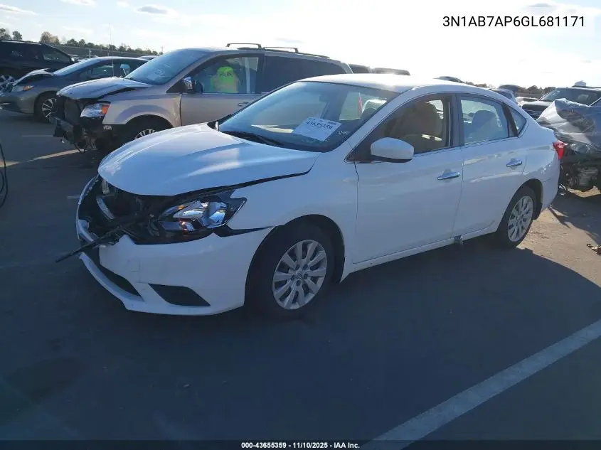 3N1AB7AP6GL681171 2016 Nissan Sentra S