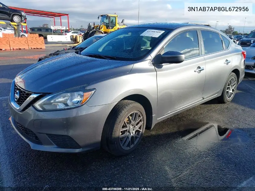 3N1AB7AP8GL672956 2016 Nissan Sentra Sv