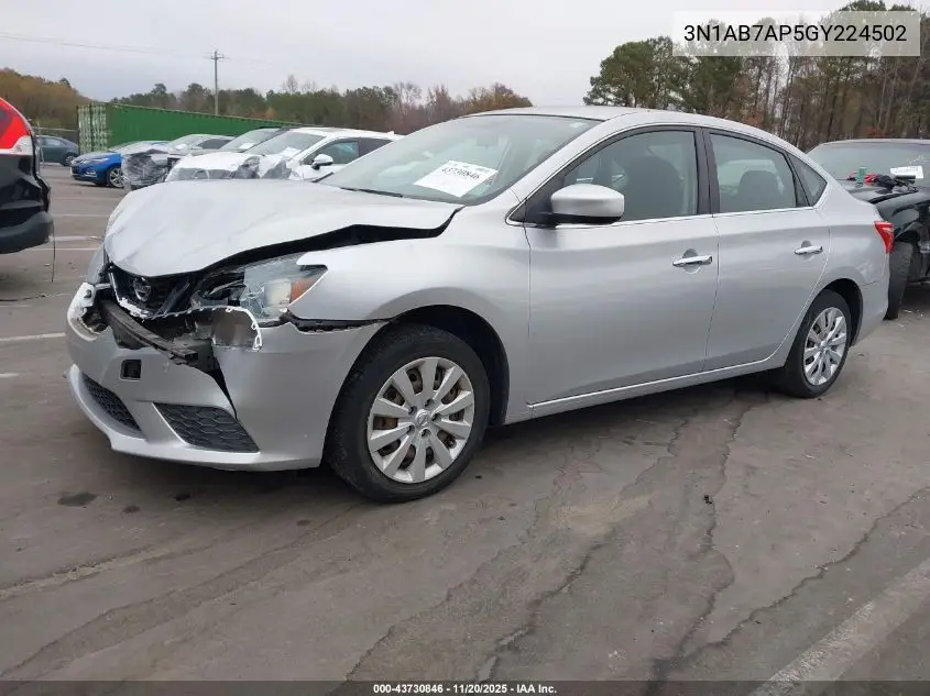 3N1AB7AP5GY224502 2016 Nissan Sentra S