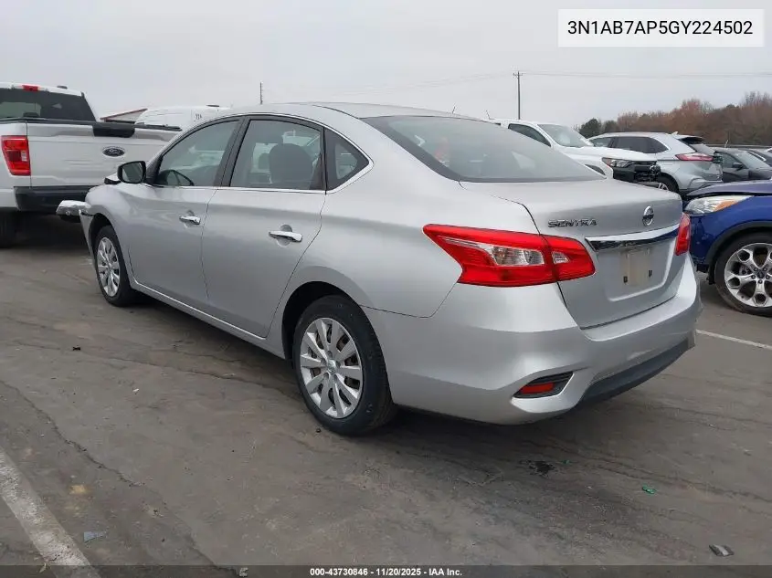 3N1AB7AP5GY224502 2016 Nissan Sentra S