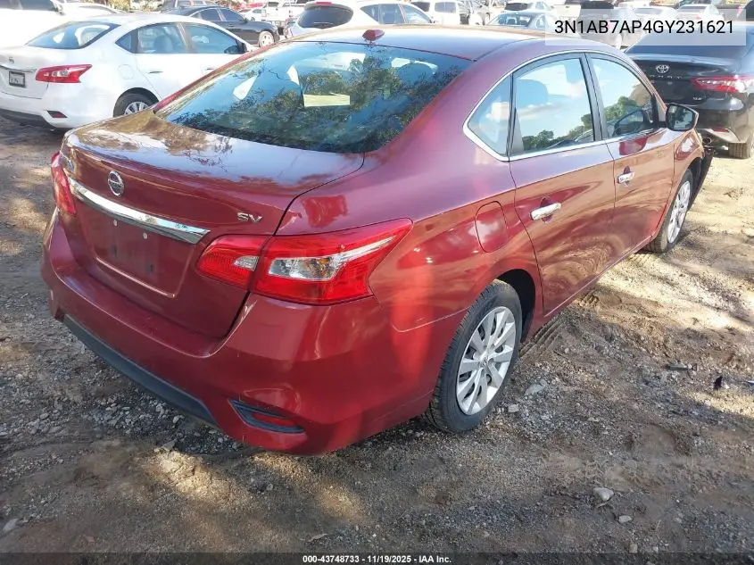 3N1AB7AP4GY231621 2016 Nissan Sentra Sv