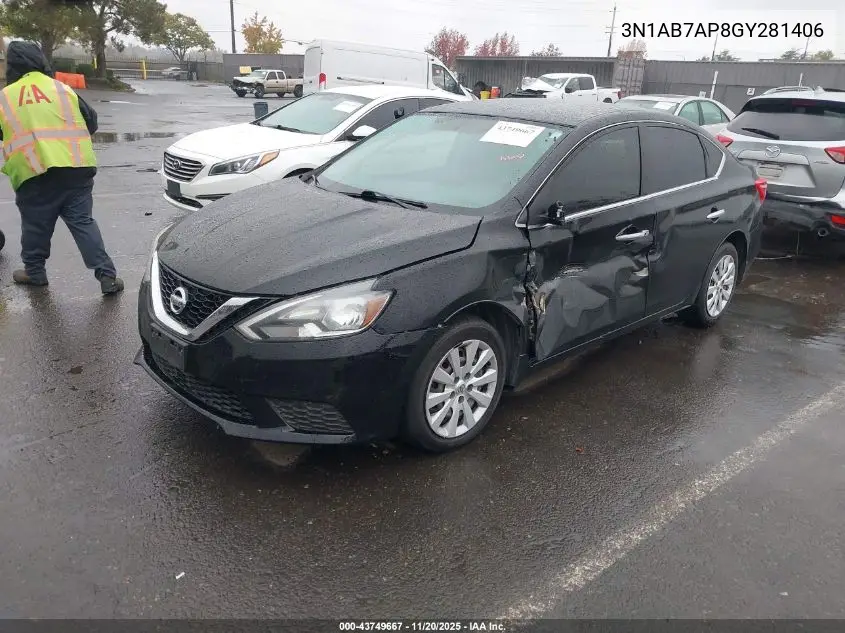 3N1AB7AP8GY281406 2016 Nissan Sentra S