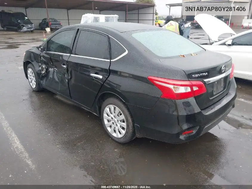 3N1AB7AP8GY281406 2016 Nissan Sentra S