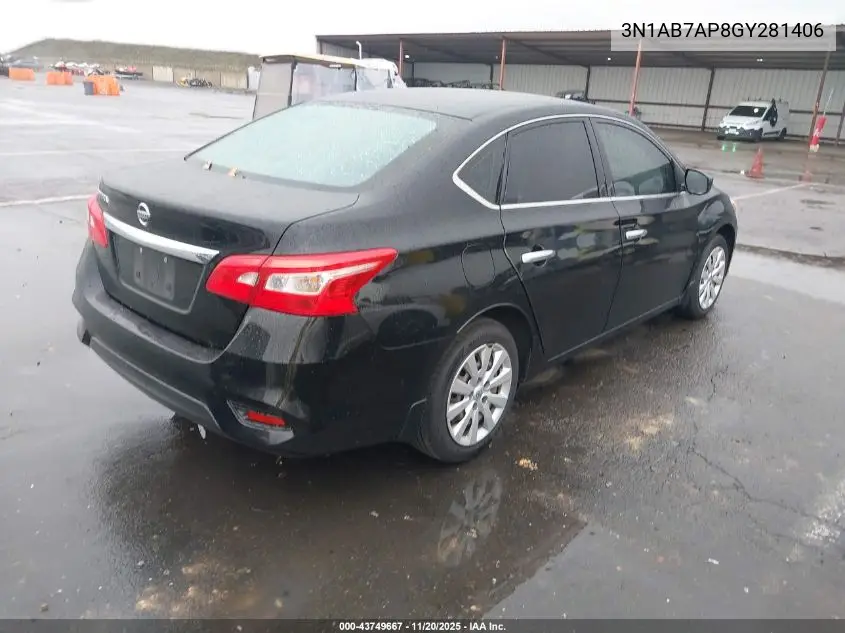 3N1AB7AP8GY281406 2016 Nissan Sentra S