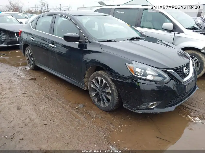 3N1AB7AP0GY218400 2016 Nissan Sentra Sr