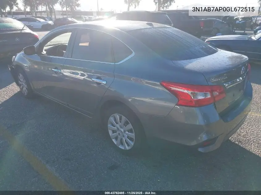 3N1AB7AP0GL672515 2016 Nissan Sentra Sv