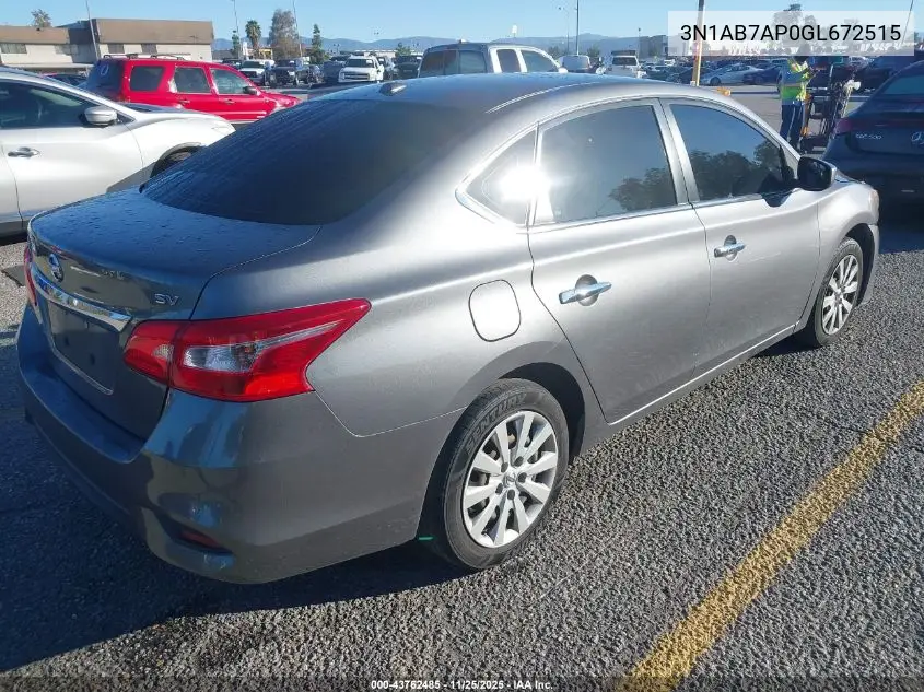 3N1AB7AP0GL672515 2016 Nissan Sentra Sv
