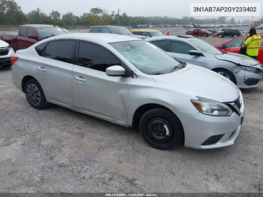 3N1AB7AP2GY233402 2016 Nissan Sentra Fe+ S/S/Sl/Sr/Sv