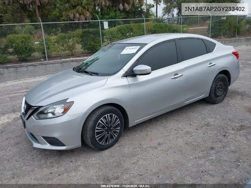 3N1AB7AP2GY233402 2016 Nissan Sentra Fe+ S/S/Sl/Sr/Sv