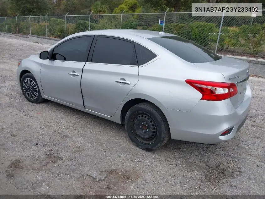 3N1AB7AP2GY233402 2016 Nissan Sentra Fe+ S/S/Sl/Sr/Sv