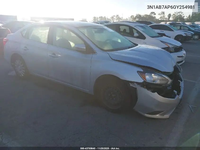 3N1AB7AP6GY254981 2016 Nissan Sentra S
