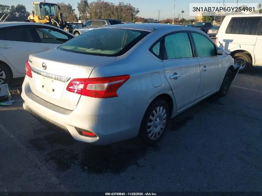 3N1AB7AP6GY254981 2016 Nissan Sentra S