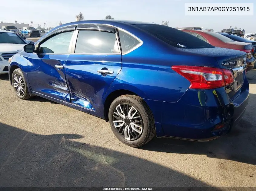 3N1AB7AP0GY251915 2016 Nissan Sentra S